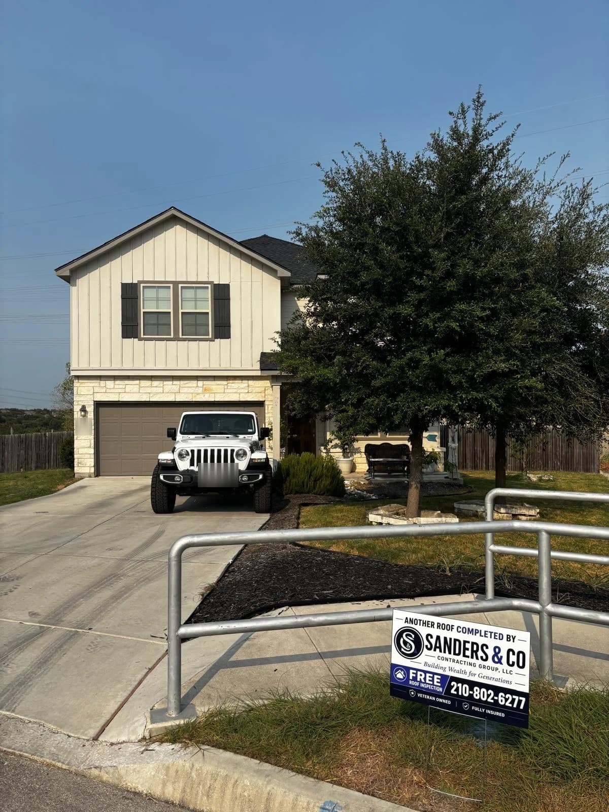 Completed Sanders & Co roof replacement at a San Antonio home