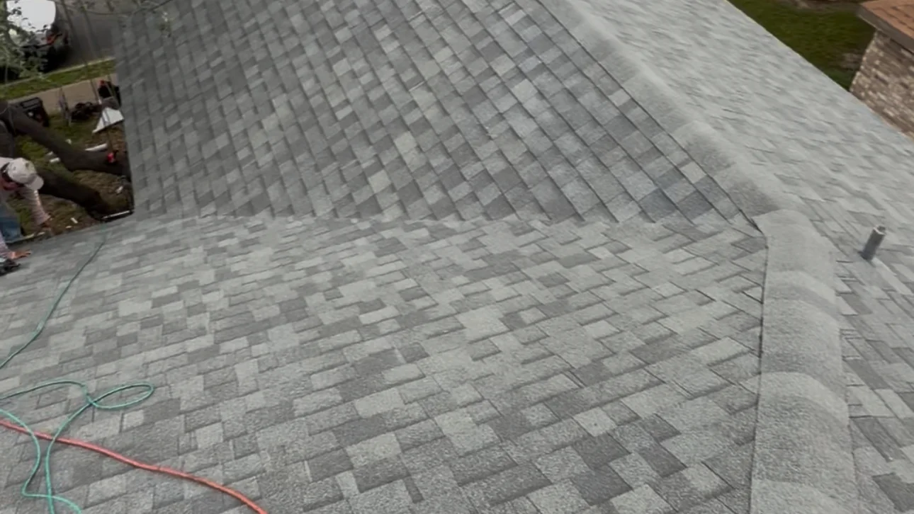 Completed gray architectural shingle roof in San Antonio