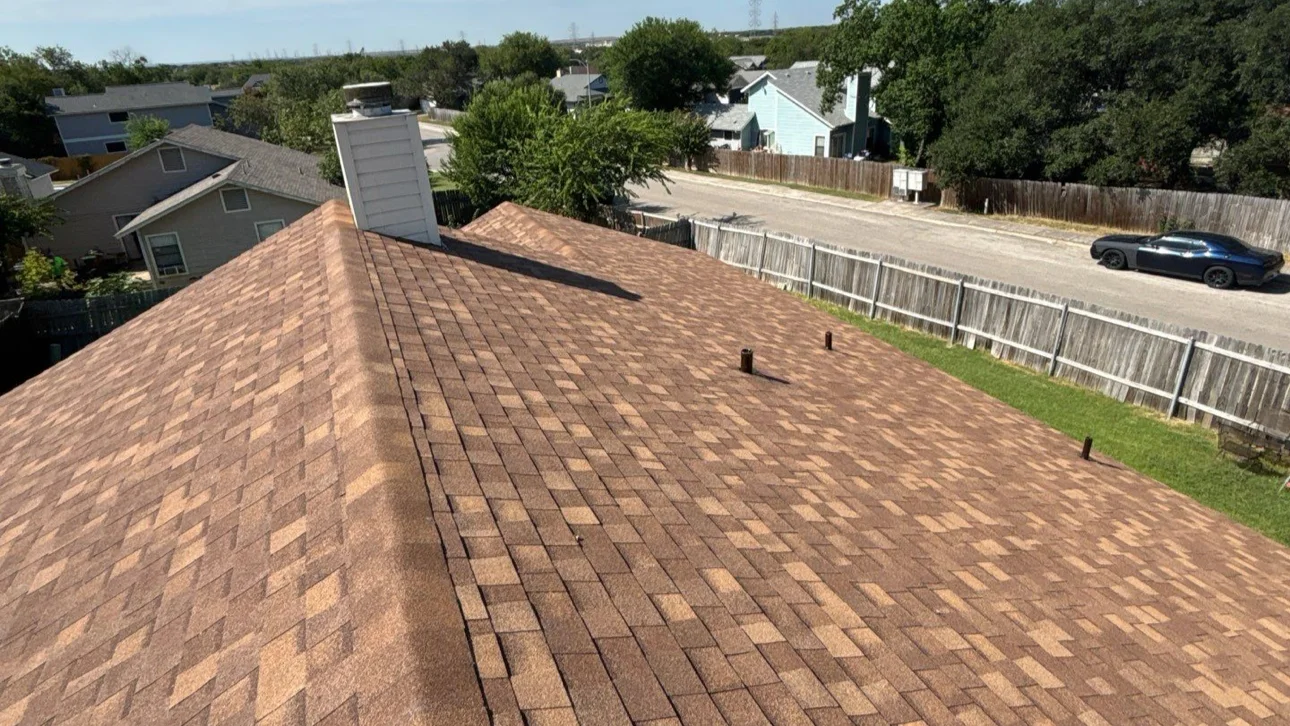 Completed architectural shingle roofing system